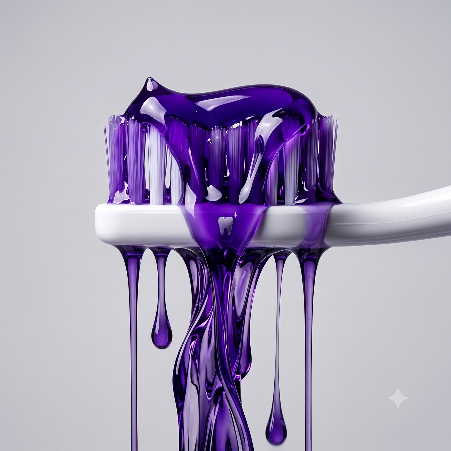 Sérum violet Oralys V34 pour dents blanches, flacon de soin dentaire avec applicateur, visible en gros plan.